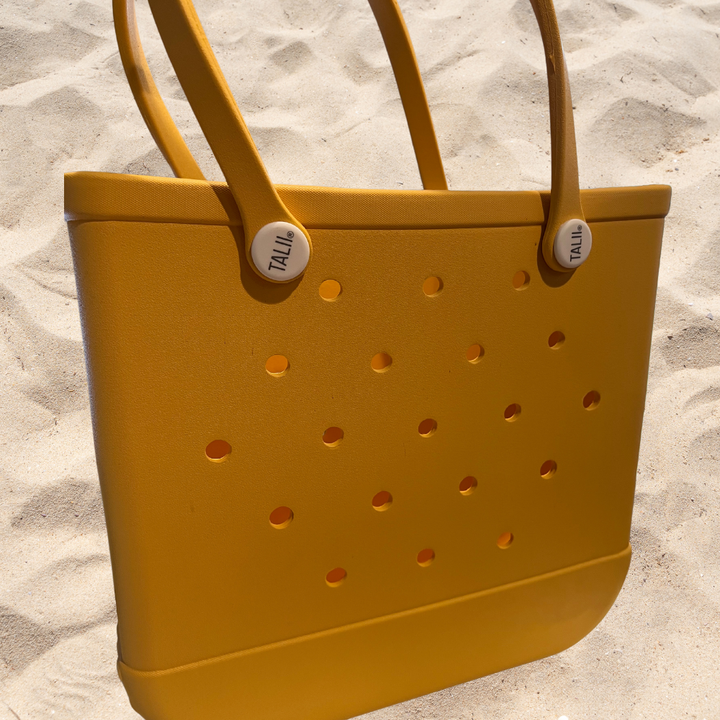 Yellow small speckled tote